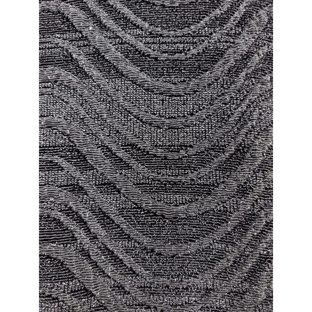 Chico's Cardigan Women 0 S Silver Black Travelers Wave Metallic Longline Pocket‎